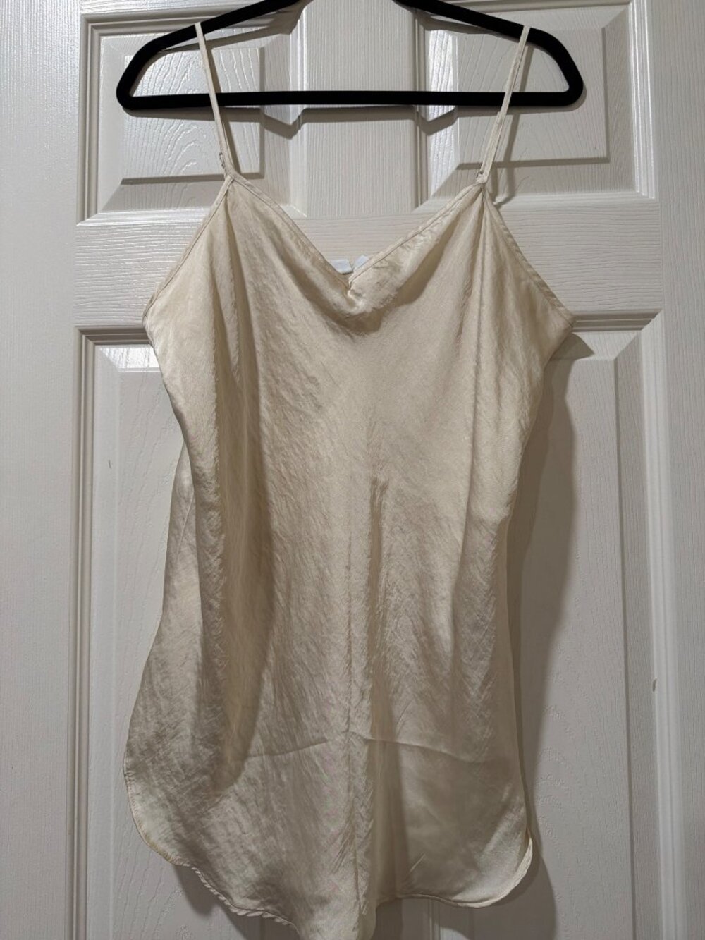 Gap Womens Beige Satin Cowl Neck Tank Top With Adjustable Straps Size L